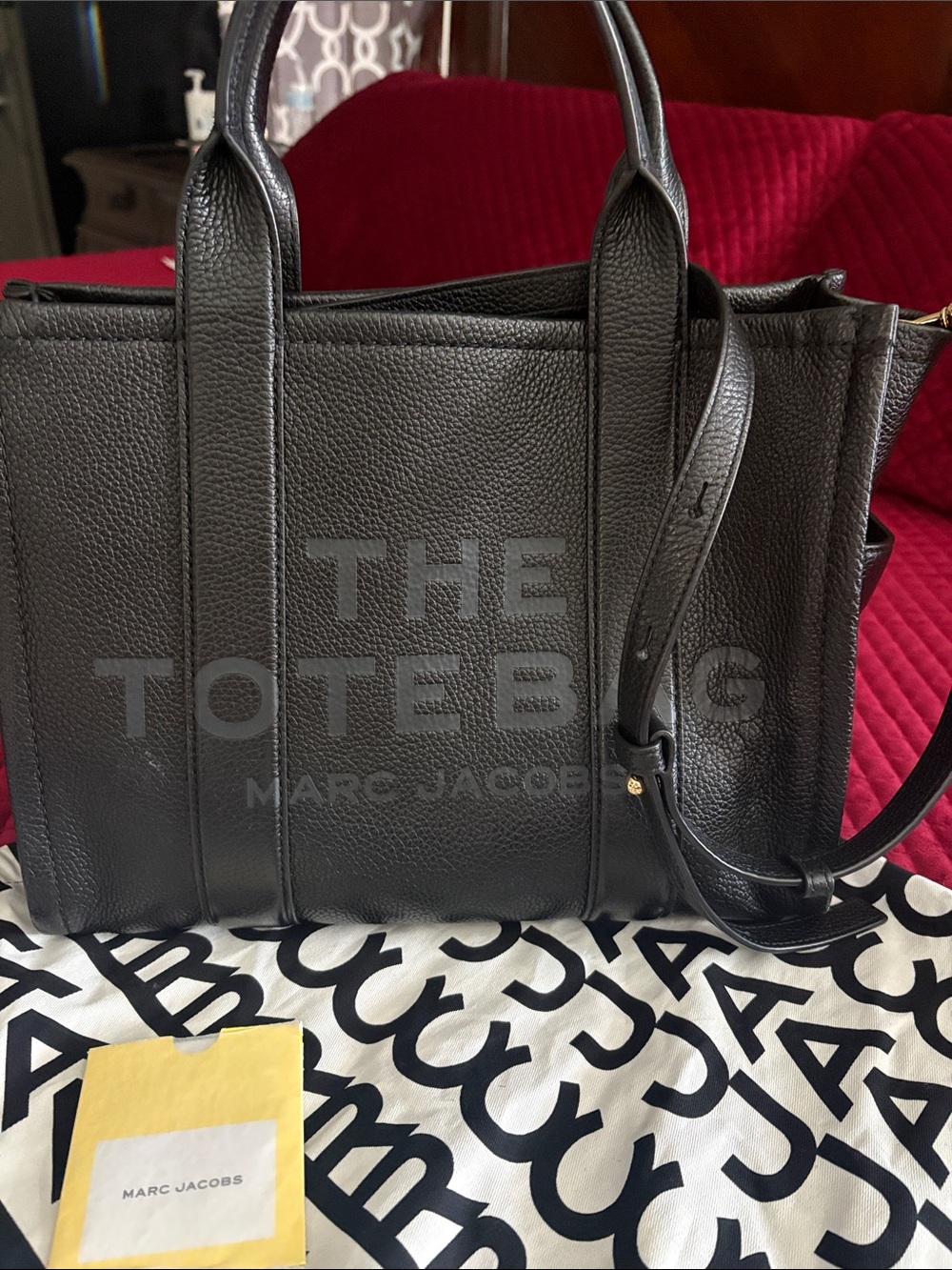 Marc Jacobs Black Pebbled Leather Tote with Removable Strap